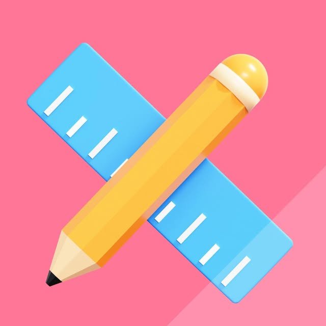 Illustration colorée d’un crayon et d’une règle